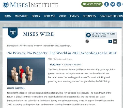 2020年8月12日 Mises Instituteへのリンク画像です。