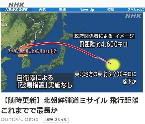 2022年10月4日 NHK NEWS WEBへのリンク画像です。