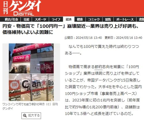 2024年5月10日 日刊ゲンダイDIGITALへのリンク画像です。