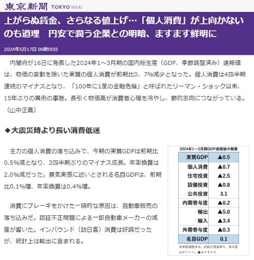 2024年5月17日 東京新聞へのリンク画像です。