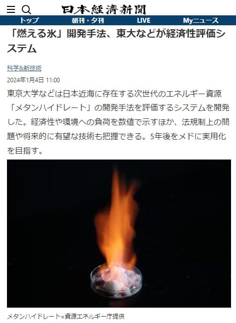 2024年1月4日 日本経済新聞へのリンク画像です。