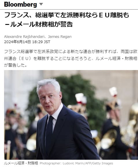 2024年6月14日 Bloombergへのリンク画像です。