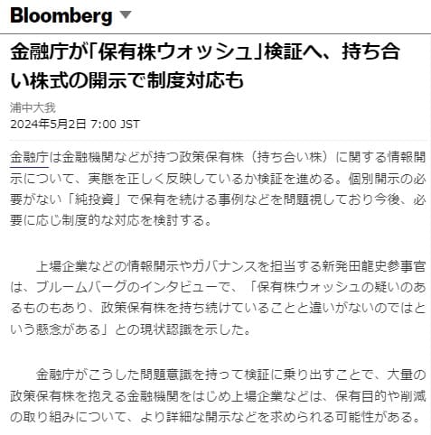 2024年5月2日 Bloombergへのリンク画像です。