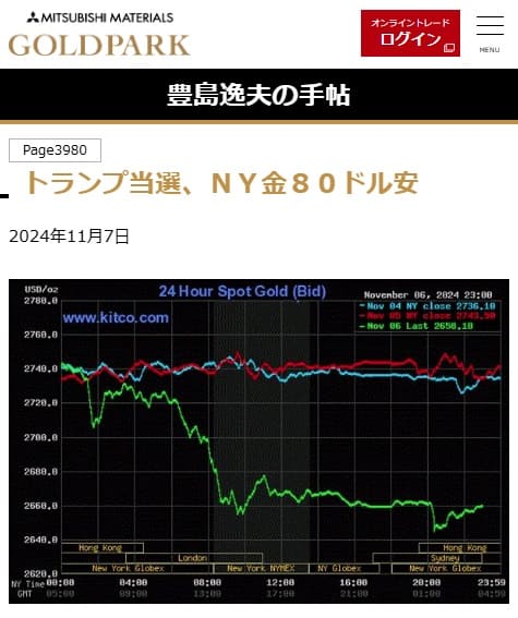 2024年11月7日 三菱マテリアル GOLD PARKへのリンク画像です。