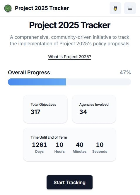 Project 2025 Trackerへのリンク画像です。