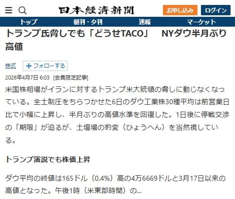 2026年4月7日 日本経済新聞へのリンク画像です。